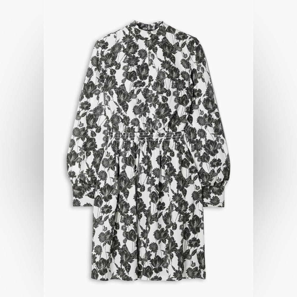 NWT Jason Wu- Black And White Silk Floral Necktie Dress. Size 0